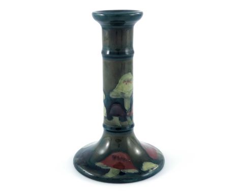 William Moorcroft, a Claremont candlestick, circa 1920, Tuscan column form on splayed foot, impressed marks and underglaze bl