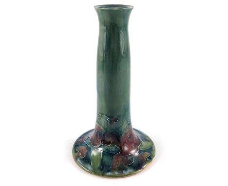 William Moorcroft for James MacIntyre, a Claremont candlestick, circa 1905, ogee inverted ogee trumpet form, printed mark and