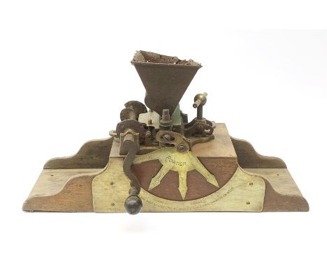 Victorian James Dixon & Sons Dixon & Simpson's Patent 'Climax' cartridge re-loading powder dispenser, the mahogany framework 