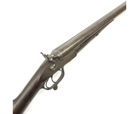 19th century David R. Hodgson (? of Louth) 12-bore side-by-side double barrel hammer shotgun with screw under lever opening a