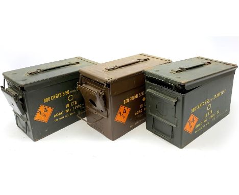 Large quantity of 16-bore shotgun cartridges, boxed and loose, contained in three portable metal ammunition boxes SHOTGUN CER