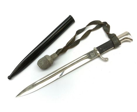 German parade dress bayonet, unmarked possibly Luftwaffe, the 25cm single fullered steel blade marked 'Original Eickhorn Soli