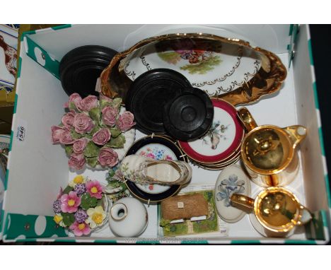 A quantity of china including Aynsley and Royal Adderley posies, Kaiser miniature wall plates, Royal Copenhagen miniature vas