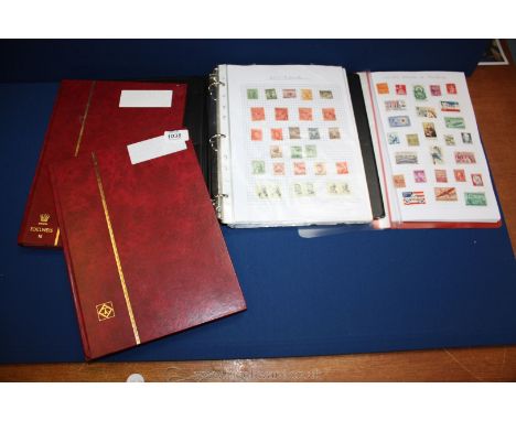 Two stamp albums with mixed world Stamps and two stock books