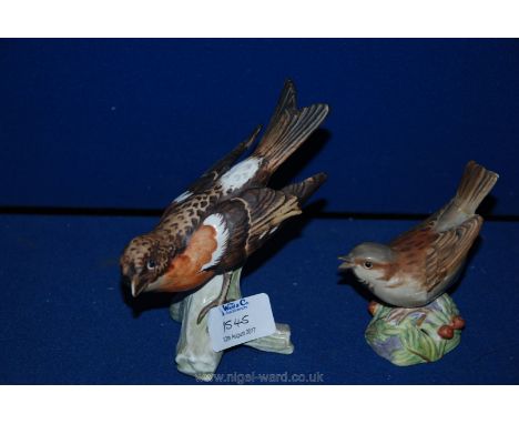 A Goebel brambling bird figure and a Royal Worcester sparrow (both with repairs)