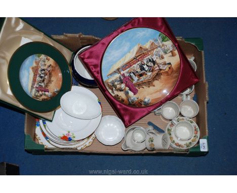 A Wedgwood quince part Coffee set, two Royal Worcester plates boxed, Coalport dish, etc.