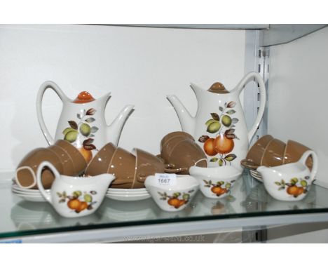 A pair of 1960's Midwinter Stylecraft Coffee sets in the ''Oranges and Lemons'' design.