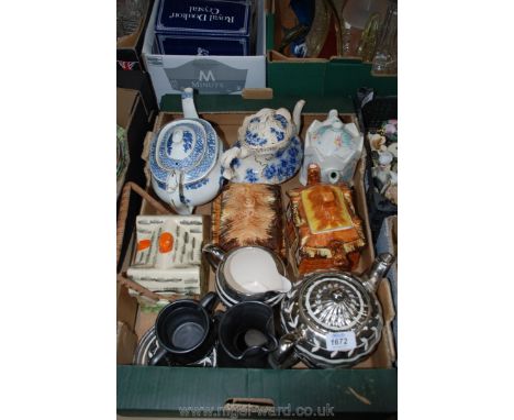 A quantity of china including a Price Bros Cottage Teapot and Cheese Dish, Samuel Johnson Teapot, Sadler Teapot and stand, Pr