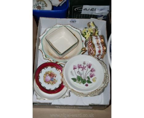 Miscellaneous trinket Dishes and pots including Limoges, Crown Derby, Portmeiron 'Botanic Garden' dish, etc.