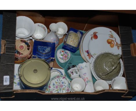 A quantity of china including five Royal Worcester Evesham pattern dessert plates, a large Poole pottery hors d'oeuvres dish,