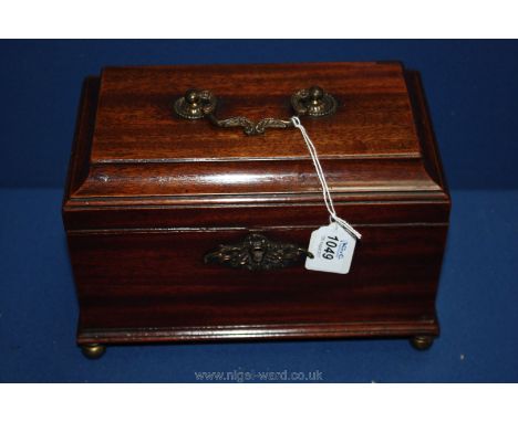An 18th c. casket shape, Oak lined, three section Mahogany veneered Tea Caddy