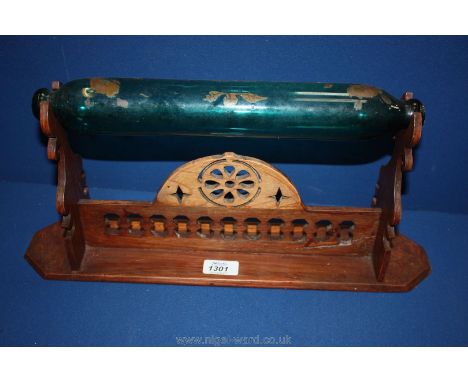 A Welsh folk art Rolling pin on stand