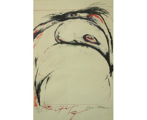 Ralph Steadman (British b. 1936). 5th Plate. Corpulent Lady. Circa 1970. Four colour screen print on hand made watermarked la