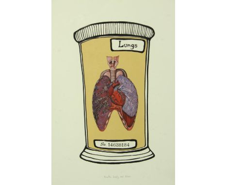 Print. Breath deeply and relax. Signed 'Bert' and dated 2009. Framed and glazed. H.62 x W.44 cm. 