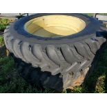 Good Year Tires on Wheels 'Pair of 2' - 18.4R42, John Deere Wheels, (1) 30%, (1) 60% -- Item