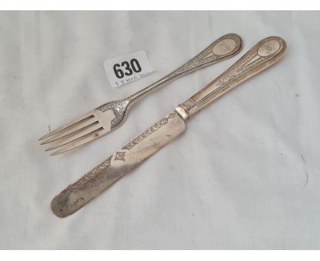 A Victorian christening spoon and fork Sheffield 1878 Martin Hall &amp; Co