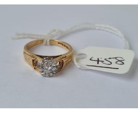 A diamond solitaire ring in 9ct Gold - size K