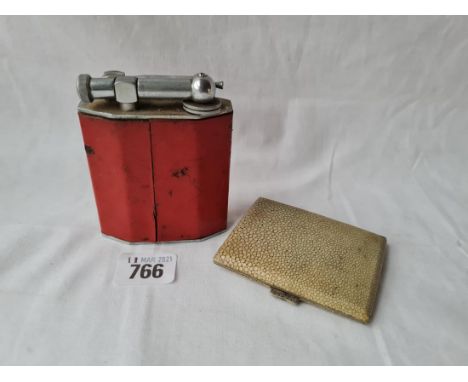 A giant Radford cigarette lighter and a Shagreen cigarette case with metal mounts