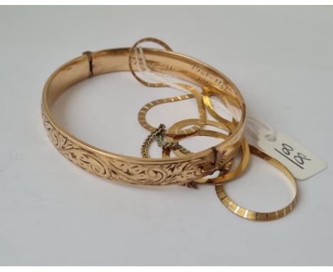 A silver gilt chain &amp; a rolled gold bangle