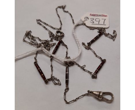 A silver &amp; red enamel 1/2 guard chain