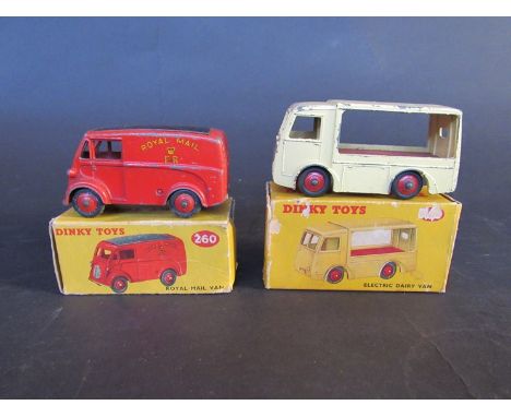 Dinky Toys 260 Royal Mail van and 490 Electric Dairy van