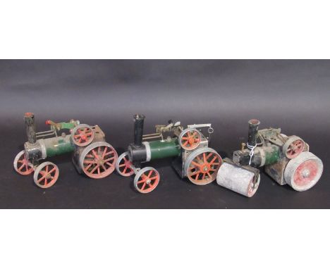 Two Mamod steam tractors and Mamod road roller