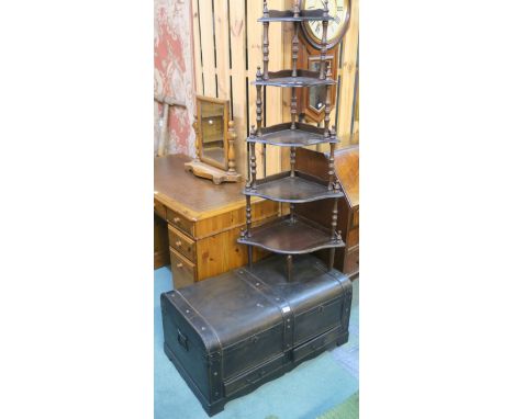 A Lloyd loom chair ,modern storage trunk with two drawers, corner what not and a toilet mirror (4) Condition Report: Availabl