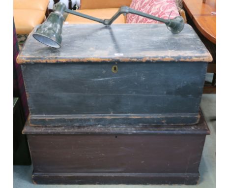 Two pine blanket chests and an industrial light fitting (af) (3) Condition Report: Available upon request