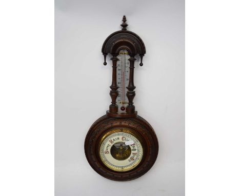 Wheel barometer and thermometer 