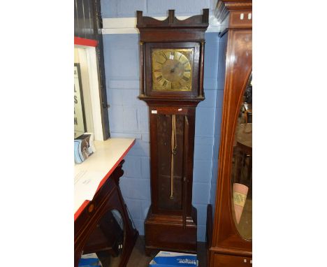 John Huggin, Ashwellthorpe, 16th / Early 17th century oak cased 30-hour longcase clock, the face with pierced spandrels, Roma