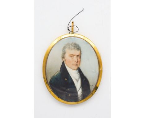 THOMAS HAZLEHURST (BRITISH, 1740-1821)Portrait miniature of a gentleman in a green coatsigned with initials ‘T. H’ (lower rig