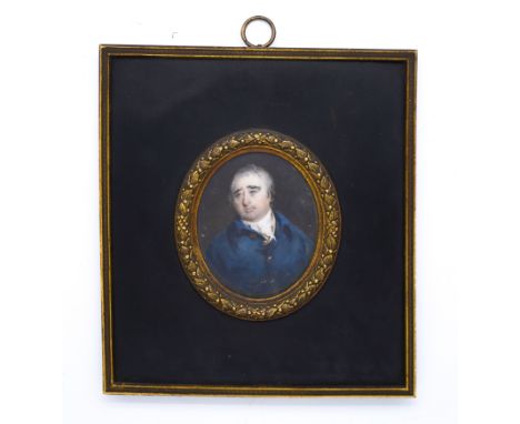 NATHANIEL HONE (IRISH, 1718-1784)Portrait miniature of Charles James Fox in a blue coaton ivory (ref. AX38PHL6)7.5cm highin a