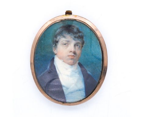 JOHN COOKE (IRISH, FL. C. 1778-1805)Portrait miniature of a gentleman in a blue coaton ivory (ref. A4VW8BAZ)7cm highin a gilt