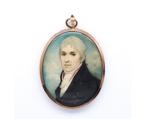 SAMUEL SHELLEY (BRITISH, 1750/56-1808)Portrait miniature of a gentleman in a dark coaton ivory (ref. 8BVLHSA7)7.2cm highin a 