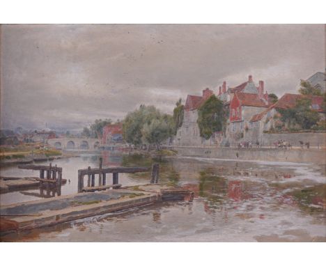 ALBERT GOODWIN (BRITISH, 1845-1932)The Medway at Maidstonesigned and dated 'Albert Goodwin / 77' (lower left)oil on paper lai