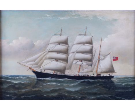ENGLISH SCHOOL, LATE 19TH/EARLY 20TH CENTURYThe Barque Iota of Swanseainscribed 'In MEMORIAM DEC 17 1889, BARQUE IOTA OF SWAN