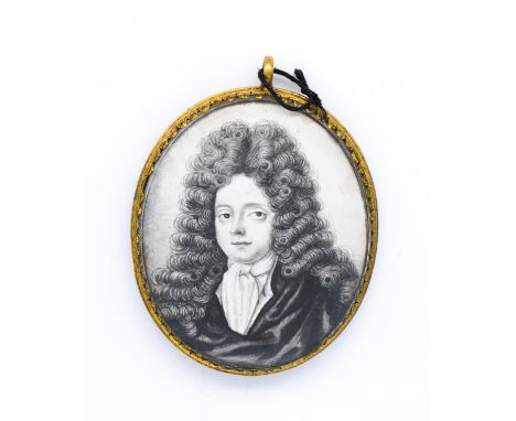 DAVID PATON (BRITISH, FL. 1660-1695)Portrait miniature of a gentleman wearing a wigplumbago on vellum6cm highin a gilt metal 