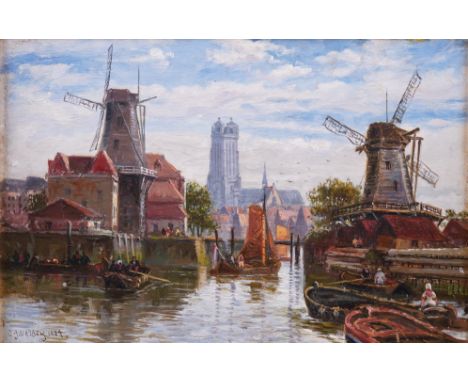 CHARLES JOHN DE LACY (BRITISH, 1856-1929)Dutch canal scenesigned and dated 'C. J. De LACy 1884' (lower left)oil on canvas20 x