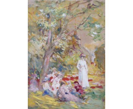 WILLIAM CHRISTIAN SYMONS (BRITISH, 1845-1911)The Picnicwatercolour heightened with oil on paper34 x 24.5cmProvenanceProperty 