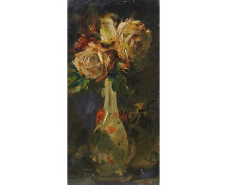 WILLIAM CHRISTIAN SYMONS (BRITISH, 1845-1911)Study of roses in a vaseoil on canvas41 x 20.5cm(unframed)ProvenanceProperty of 