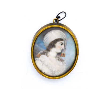 THOMAS RICHMOND (BRITISH, 1771-1837)Portrait miniature of a lady in a white dress, wearing a head scarfon ivory (ref. FE9VZGK