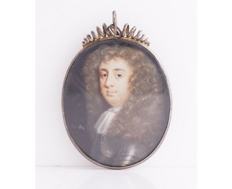 NICHOLAS DIXON (BRITISH, 1660-1708)Portrait miniature of a gentleman in armour and a long curling wigsigned with monogram ‘ND