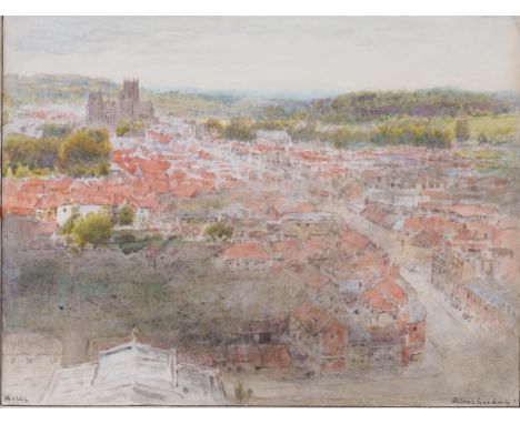 ALBERT GOODWIN (BRITISH, 1845-1932)Wells from St. Cuthbertssigned 'Albert Goodwin' (lower right), titled 'Wells' (lower left)