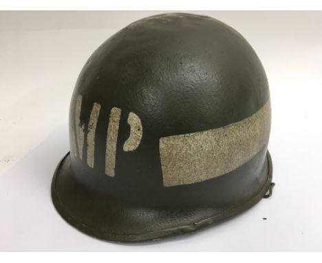 A WW2 US swivel bale front seam US Military Police helmet