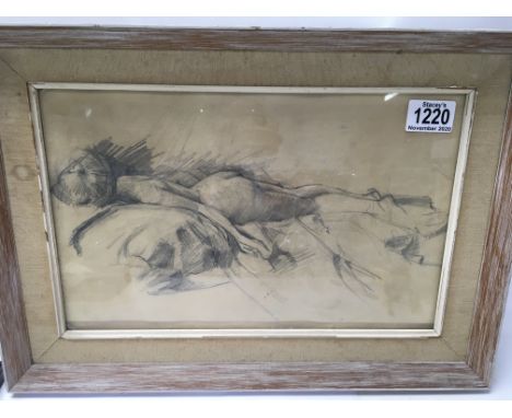 A pencil sketch of a nude female, c.1970 un-attributed.