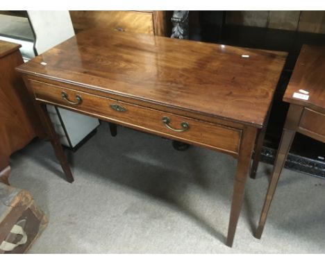 A George III mahogany side table fitted with a single drawer, approx 100cm x 49.5cm x 73cm.