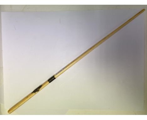 An ivory swagger stick with white metal mounts.