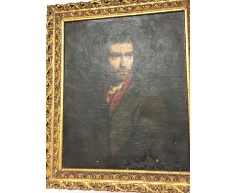 A framed Victorian oil painting on canvas portrait of a man. Unsigned and unattributed 38x44cm