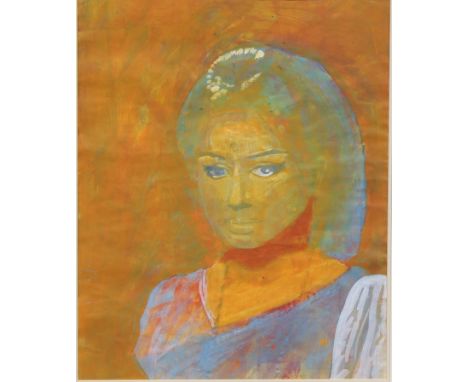 American School (20th century)Portrait of an Indian Girlbears signature, autograph dated 1975, New York, to verso, gouache, 5