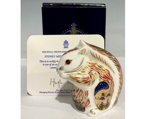 A Royal Crown Derby paperweight, Stoney Middleton Squirrel, specially commissioned by John Sinclair, exclusive limited editio